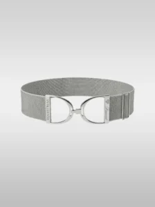 Diamont Stirrup Belt in sparkling silver stardust elastic with a silver stirrup hook buckle