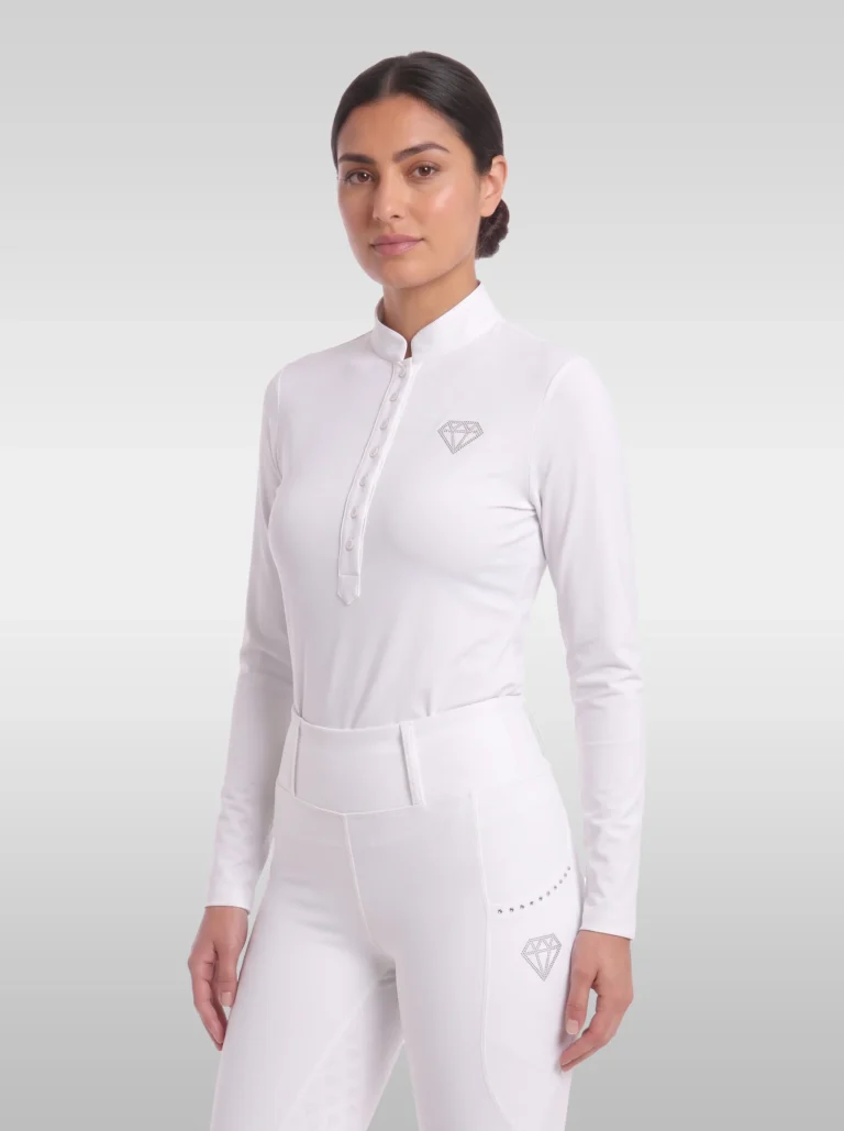 Elite Competition Long Sleeve Base Layer – White | Women's Equestrian Base Layer
