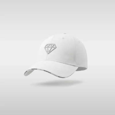 White Diamont Equestrian Elite Cap with embroidered silver diamond logo and branded taping along the peak
